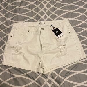 White Denim Mom Shorts